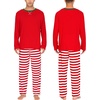 image:imageSWOMOG Christmas Pajamas Set for Couples Long Sleeve Sleepwear Women amp Men Matching Pjs Set Loungewear SetRed Stripes