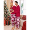 image:imageSWOMOG Christmas Pajamas Set for Couples Long Sleeve Sleepwear Women amp Men Matching Pjs Set Loungewear SetWine Red Plaid
