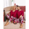 image:imageSWOMOG Christmas Pajamas Set for Couples Long Sleeve Sleepwear Women amp Men Matching Pjs Set Loungewear SetWine Red Plaid