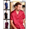 image:imageSWOMOG Couple Satin Matching Pajamas Sets Women amp Men Short Sleeve Sleepwear Silk Button Down Nightwear 2 Pieces LoungewearBlack