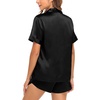 image:imageSWOMOG Couple Satin Matching Pajamas Sets Women amp Men Short Sleeve Sleepwear Silk Button Down Nightwear 2 Pieces LoungewearBlack