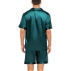 image:imageSWOMOG Couple Satin Matching Pajamas Sets Women amp Men Short Sleeve Sleepwear Silk Button Down Nightwear 2 Pieces LoungewearDark Green
