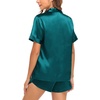 image:imageSWOMOG Couple Satin Matching Pajamas Sets Women amp Men Short Sleeve Sleepwear Silk Button Down Nightwear 2 Pieces LoungewearDark Green