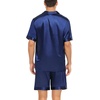 image:imageSWOMOG Couple Satin Matching Pajamas Sets Women amp Men Short Sleeve Sleepwear Silk Button Down Nightwear 2 Pieces LoungewearDark Navy Blue