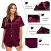 image:imageSWOMOG Couple Satin Matching Pajamas Sets Women amp Men Short Sleeve Sleepwear Silk Button Down Nightwear 2 Pieces LoungewearDark Wine Red