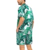 image:imageSWOMOG Couple Satin Matching Pajamas Sets Women amp Men Short Sleeve Sleepwear Silk Button Down Nightwear 2 Pieces LoungewearGreen Leaf