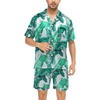 image:imageSWOMOG Couple Satin Matching Pajamas Sets Women amp Men Short Sleeve Sleepwear Silk Button Down Nightwear 2 Pieces LoungewearGreen Leaf