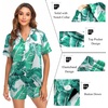 image:imageSWOMOG Couple Satin Matching Pajamas Sets Women amp Men Short Sleeve Sleepwear Silk Button Down Nightwear 2 Pieces LoungewearGreen Leaf