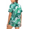 image:imageSWOMOG Couple Satin Matching Pajamas Sets Women amp Men Short Sleeve Sleepwear Silk Button Down Nightwear 2 Pieces LoungewearGreen Leaf