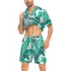 image:imageSWOMOG Couple Satin Matching Pajamas Sets Women amp Men Short Sleeve Sleepwear Silk Button Down Nightwear 2 Pieces LoungewearGreen Leaf