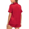 image:imageSWOMOG Couple Satin Matching Pajamas Sets Women amp Men Short Sleeve Sleepwear Silk Button Down Nightwear 2 Pieces LoungewearRed