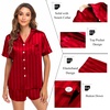 image:imageSWOMOG Couple Satin Matching Pajamas Sets Women amp Men Short Sleeve Sleepwear Silk Button Down Nightwear 2 Pieces LoungewearRed Striped