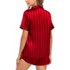 image:imageSWOMOG Couple Satin Matching Pajamas Sets Women amp Men Short Sleeve Sleepwear Silk Button Down Nightwear 2 Pieces LoungewearRed Striped
