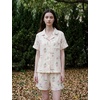 image:imageSWOMOG Cute Pajama Sets for Women 2 Piece Floral Print Short Sleeve Button Down Shirt and Shorts Summer Sleepwear LoungewearCream Tulip Floral