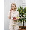 image:imageSWOMOG Cute Pajama Sets for Women 2 Piece Floral Print Short Sleeve Button Down Shirt and Shorts Summer Sleepwear LoungewearCream Tulip Floral