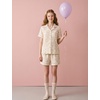 image:imageSWOMOG Cute Pajama Sets for Women 2 Piece Floral Print Short Sleeve Button Down Shirt and Shorts Summer Sleepwear LoungewearLight Purple Flower