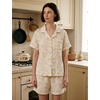 image:imageSWOMOG Cute Pajama Sets for Women 2 Piece Floral Print Short Sleeve Button Down Shirt and Shorts Summer Sleepwear LoungewearLight Purple Flower