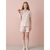 image:imageSWOMOG Cute Pajama Sets for Women 2 Piece Floral Print Short Sleeve Button Down Shirt and Shorts Summer Sleepwear LoungewearPink Rose Floral