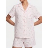 image:imageSWOMOG Cute Pajama Sets for Women 2 Piece Floral Print Short Sleeve Button Down Shirt and Shorts Summer Sleepwear LoungewearPink Stripe Rose