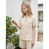 image:imageSWOMOG Cute Pajama Sets for Women 2 Piece Floral Print Short Sleeve Button Down Shirt and Shorts Summer Sleepwear LoungewearYellow Flower