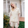 image:imageSWOMOG Cute Pajama Sets for Women 2 Piece Floral Print Short Sleeve Button Down Shirt and Shorts Summer Sleepwear LoungewearYellow Flower