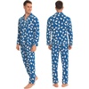 image:imageSWOMOG Family Christmas Pajamas Set Women amp Men Long Sleeve Sleepwear Party Pj Sets ButtonDown Loungewear SetBlue With Polar Bear