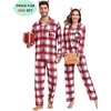 image:imageSWOMOG Family Christmas Pajamas Set Women amp Men Long Sleeve Sleepwear Party Pj Sets ButtonDown Loungewear SetRed White Grid