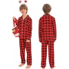 image:imageSWOMOG Family Christmas Pajamas Set Women amp Men Long Sleeve Sleepwear Party Pj Sets ButtonDown Loungewear SetRed With Black Grid
