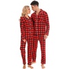 image:imageSWOMOG Family Christmas Pajamas Set Women amp Men Long Sleeve Sleepwear Party Pj Sets ButtonDown Loungewear SetRed With Black Grid