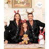image:imageSWOMOG Family Matching Pajama Set WomenMenKids Satin Pajamas Long Sleeve Sleepwear Button Down Loungewear 2 Pcs Pj SetBlack