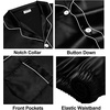 image:imageSWOMOG Family Matching Pajama Set WomenMenKids Satin Pajamas Long Sleeve Sleepwear Button Down Loungewear 2 Pcs Pj SetBlack