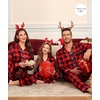image:imageSWOMOG Family Matching Pajama Set WomenMenKids Satin Pajamas Long Sleeve Sleepwear Button Down Loungewear 2 Pcs Pj SetBlack and Red Plaid