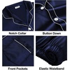 image:imageSWOMOG Family Matching Pajama Set WomenMenKids Satin Pajamas Long Sleeve Sleepwear Button Down Loungewear 2 Pcs Pj SetDeep Navy Blue