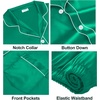 image:imageSWOMOG Family Matching Pajama Set WomenMenKids Satin Pajamas Long Sleeve Sleepwear Button Down Loungewear 2 Pcs Pj SetEmerald Green