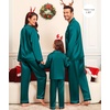 image:imageSWOMOG Family Matching Pajama Set WomenMenKids Satin Pajamas Long Sleeve Sleepwear Button Down Loungewear 2 Pcs Pj SetGreen