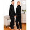 image:imageSWOMOG Family Matching Pajama Set WomenMenKids Satin Pajamas Long Sleeve Sleepwear Button Down Loungewear 2 Pcs Pj SetZ Black With Classic Collar