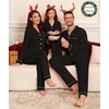 image:imageSWOMOG Matching Family Christmas Pajamas Set Modal Long Sleeve ButtonDown Sleepwear Family Festival Party Xmas PJs SetsBlack