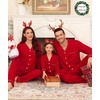 image:imageSWOMOG Matching Family Christmas Pajamas Set Modal Long Sleeve ButtonDown Sleepwear Family Festival Party Xmas PJs SetsChristmas Red
