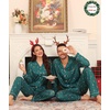 image:imageSWOMOG Matching Family Christmas Pajamas Set Modal Long Sleeve ButtonDown Sleepwear Family Festival Party Xmas PJs SetsGreen Christmas Elk