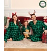 image:imageSWOMOG Matching Family Christmas Pajamas Set Modal Long Sleeve ButtonDown Sleepwear Family Festival Party Xmas PJs SetsGreen With Black Grid
