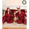image:imageSWOMOG Matching Family Christmas Pajamas Set Modal Long Sleeve ButtonDown Sleepwear Family Festival Party Xmas PJs SetsRed With Black Grid