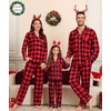 image:imageSWOMOG Matching Family Christmas Pajamas Set Modal Long Sleeve ButtonDown Sleepwear Family Festival Party Xmas PJs SetsRed With Black Grid