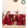 image:imageSWOMOG Matching Family Christmas Pajamas Set Modal Long Sleeve ButtonDown Sleepwear Family Festival Party Xmas PJs SetsRed With Black Grid