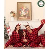 image:imageSWOMOG Matching Family Christmas Pajamas Set Modal Long Sleeve ButtonDown Sleepwear Family Festival Party Xmas PJs SetsRed With Black Grid