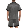 image:imageSWOMOG Men Satin Silk Pajamas Sets with Pockets Short Sleeve ButtonDown PJs Sets 2 Piece Summer Sleepwear SXXLBlack Stripe Gold