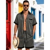 image:imageSWOMOG Men Satin Silk Pajamas Sets with Pockets Short Sleeve ButtonDown PJs Sets 2 Piece Summer Sleepwear SXXLBlack Stripe Gold