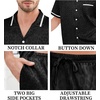 image:imageSWOMOG Men Satin Silk Pajamas Sets with Pockets Short Sleeve ButtonDown PJs Sets 2 Piece Summer Sleepwear SXXLStyleablack Leopard Print