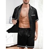 image:imageSWOMOG Men Satin Silk Pajamas Sets with Pockets Short Sleeve ButtonDown PJs Sets 2 Piece Summer Sleepwear SXXLStyleablack Leopard Print