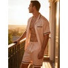 image:imageSWOMOG Men Satin Silk Pajamas Sets with Pockets Short Sleeve ButtonDown PJs Sets 2 Piece Summer Sleepwear SXXLStyleachampagne