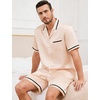 image:imageSWOMOG Men Satin Silk Pajamas Sets with Pockets Short Sleeve ButtonDown PJs Sets 2 Piece Summer Sleepwear SXXLStyleachampagne